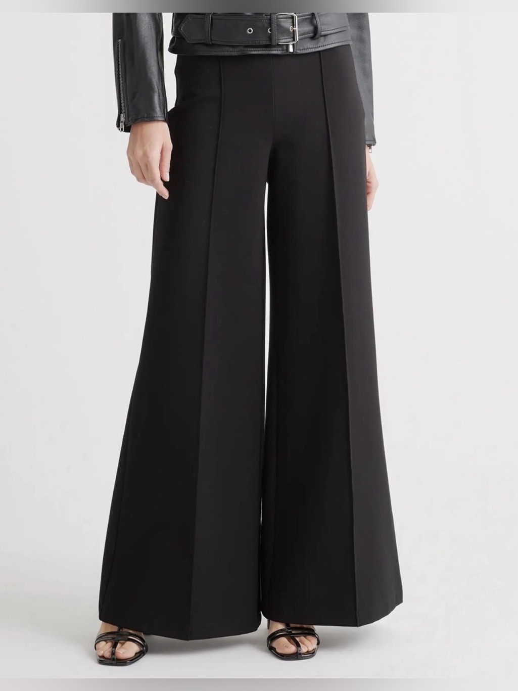 Quince Ultra-Stretch Ponte Super Wide Leg Pant Black Size L Modern Edgy Capsule